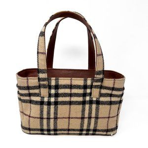 Authentic Vintage Burberry Pink Plaid Nova check wool baguette tote purse